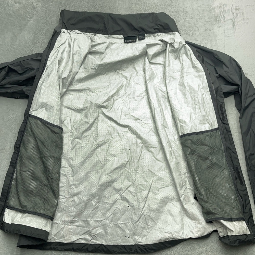 Marmot Packable Rain Jacket Men 2XL Gray Lined Mock Neck Zip Up Tactical Outdoor - Picture 6 of 11